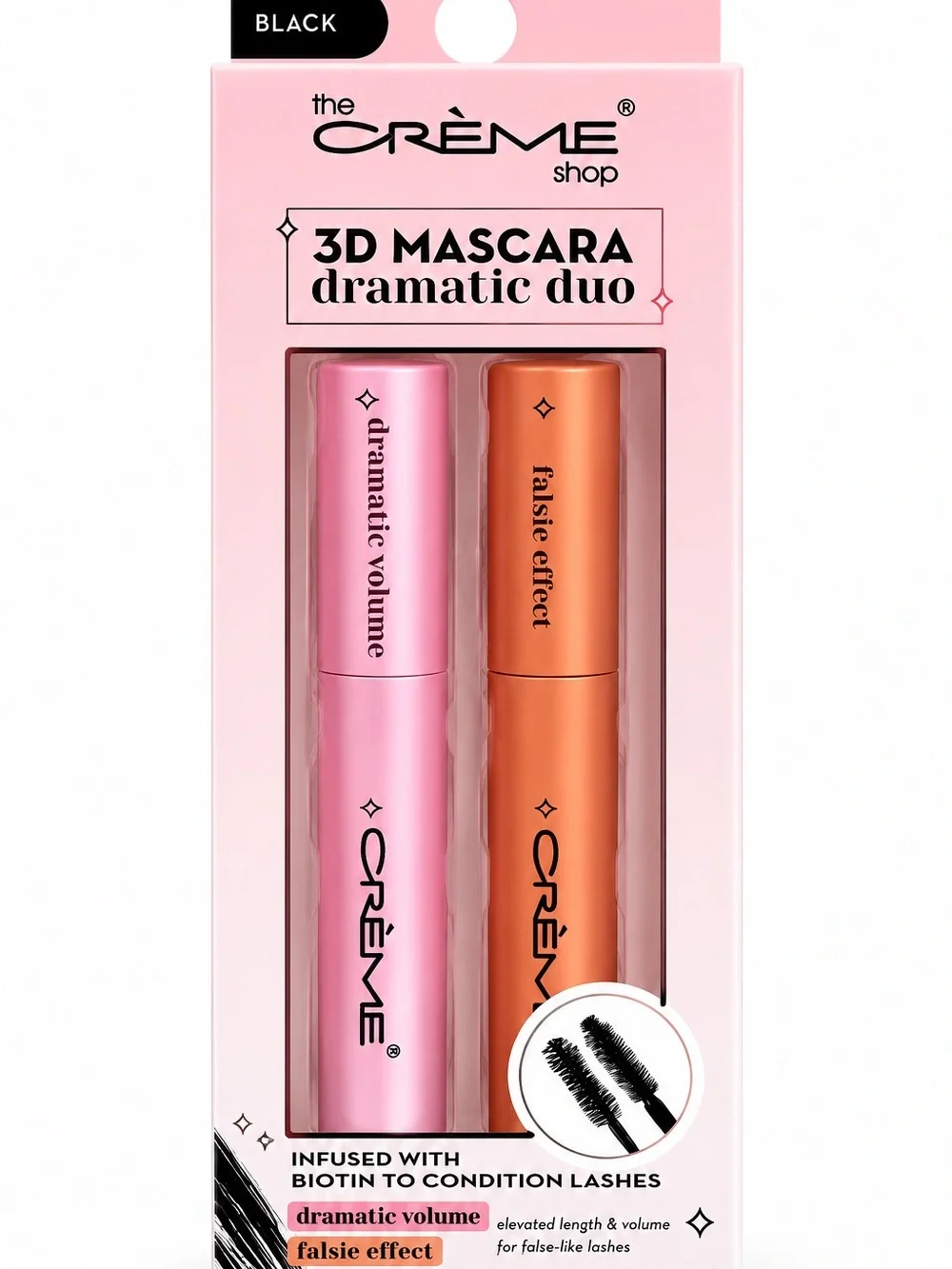 The Crème Shop 3D Mascara Dramatic Duo Black Biotin Volumizing Lash Set